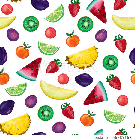Seamless pattern with summer fruits on a white Seamless pattern with summer fruits on a white 66785168
