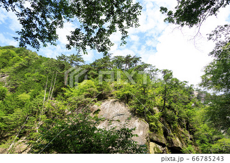 新緑と奇岩怪石の渓谷の昇仙峡の夏 新緑と奇岩怪石の渓谷の昇仙峡の夏 66785243