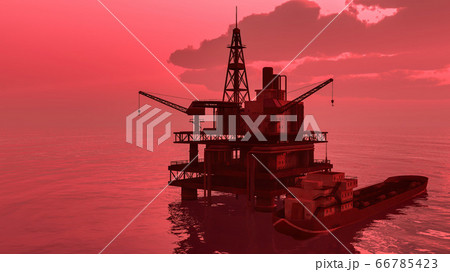 Offshore oil and gas rig platform 3d rendering Offshore oil and gas rig platform 3d rendering 66785423