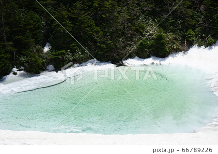 残雪の八幡平メガネ沼と鏡沼 残雪の八幡平メガネ沼と鏡沼 66789226