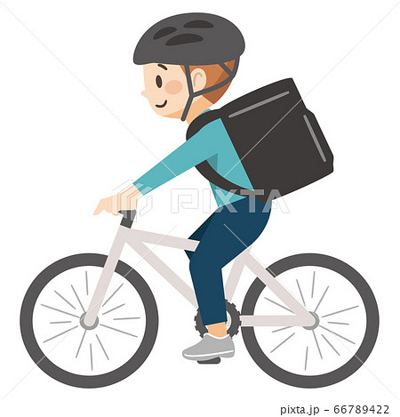 自転車に乗って料理を運ぶデリバリー配達員 自転車に乗って料理を運ぶデリバリー配達員 66789422