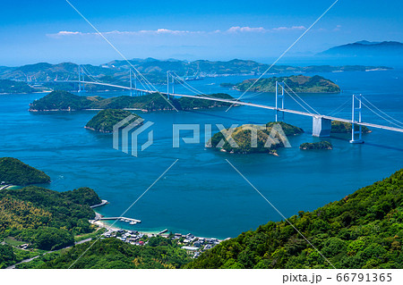 《愛媛県》来島海峡大橋・亀老山展望台の眺め 《愛媛県》来島海峡大橋・亀老山展望台の眺め 66791365