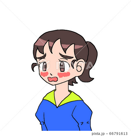 恥ずかしがっている女の子のイラスト素材