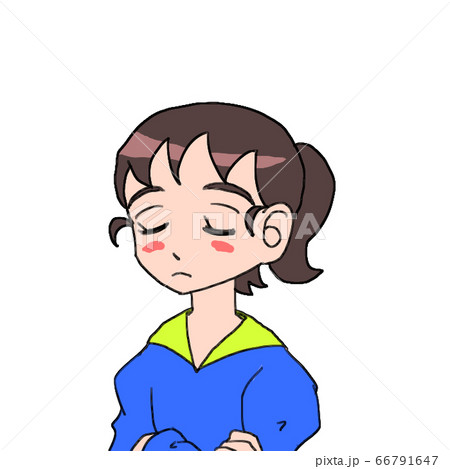 考える女の子のイラスト素材