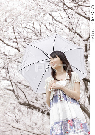 桜と女性 66793575