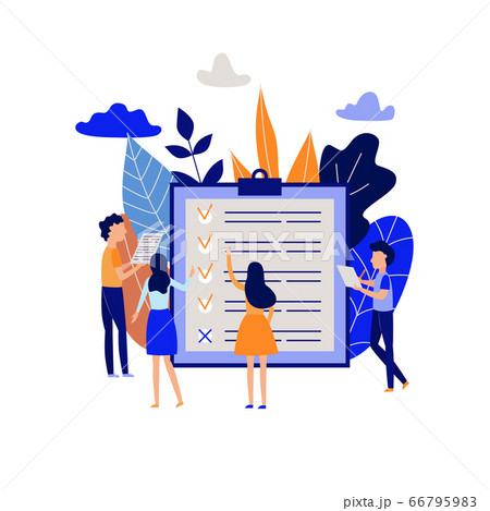 Vector flat task management man woman planner Vector flat task management man woman planner 66795983