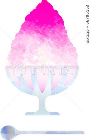 Shaved Ice Illustration かき氷 いちごのイラスト素材