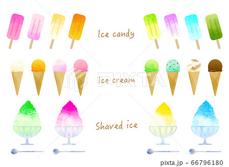 ice cream-ice candy-shaved ice-illustration-set 66796180