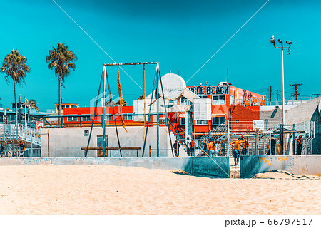 Famous Los Angeles Beach - Venice Beach with Famous Los Angeles Beach - Venice Beach with 66797517