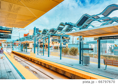 Railway station Santa Monica, a suburb of Los 66797670
