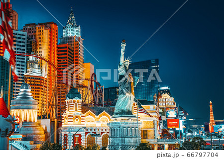 Main street of Las Vegas-is the Strip in evening Main street of Las Vegas-is the Strip in evening 66797704