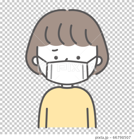 マスクをつけている困った顔の女の子 66798507