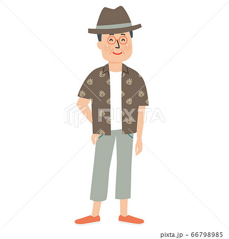 夏服の年配男性のイラスト素材