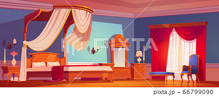 Victorian Bedroom Royal Interior At Morning のイラスト素材