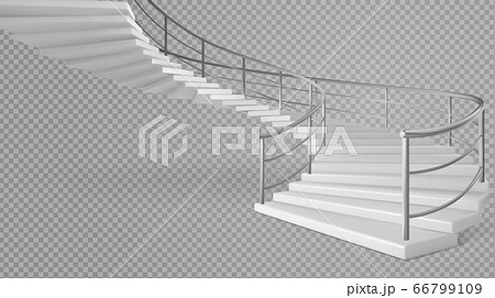 Spiral Staircase White Stairs With Railings Vectorのイラスト素材