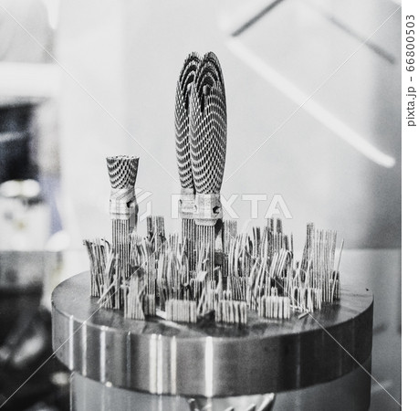 Object printed on metal 3d printer close-up 66800503