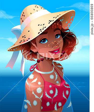 Portrait of a beautiful girl with hat 66800869