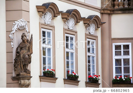 fragment of an old building with flowers fragment of an old building with flowers 66802965