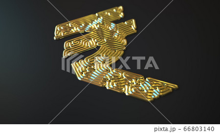 Rupee sign made with gold wire, 3d renderingのイラスト素材 [66803140] - PIXTA