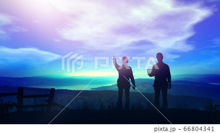 Engineers look at the site of future construction. Engineers look at the site of future construction. 66804341