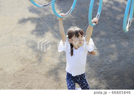 雲梯で遊ぶ幼児 (5歳児) 66805846