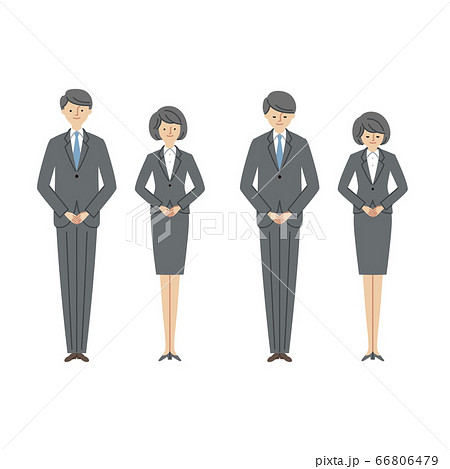 ビジネスシーン：お辞儀をする男女2（主線なし） 66806479