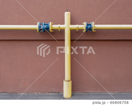 yellow water gas utility pipe branching with yellow water gas utility pipe branching with 66806708