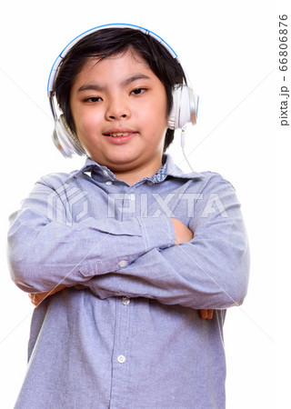 Studio shot of Japanese boy isolated against white background 66806876