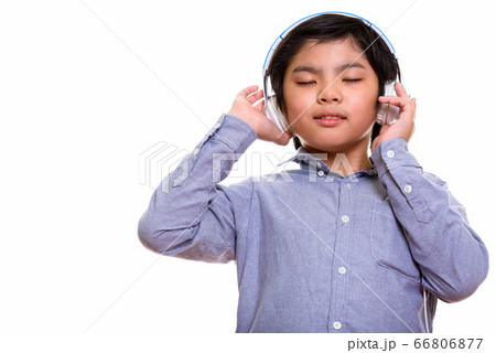 Studio shot of Japanese boy isolated against white background 66806877