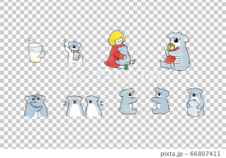 コアラと女の子のイラスト詰め合わせ 66807411