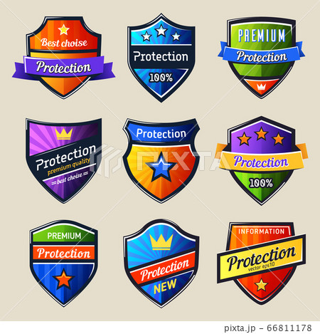 Set of isolated shields for protection.Safety icon Set of isolated shields for protection.Safety icon 66811178