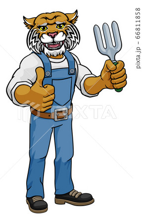 Wildcat Gardener Gardening Animal Mascot Wildcat Gardener Gardening Animal Mascot 66811858