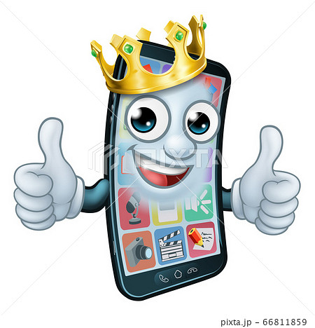 Mobile Phone King Crown Thumbs Up Cartoon Mascot Mobile Phone King Crown Thumbs Up Cartoon Mascot 66811859