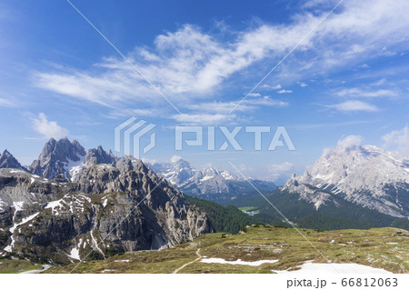 A mountain trail in the Dolomites. Around the Tre A mountain trail in the Dolomites. Around the Tre 66812063