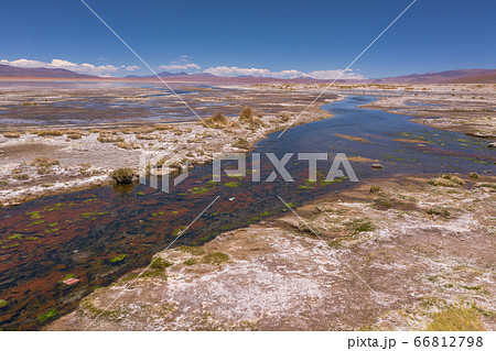 Aerial shot at Polques hot springs - South of Bolivia. 66812798