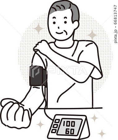 血圧測定をする男性 66813747