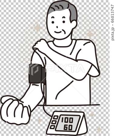血圧測定をする男性 66813747