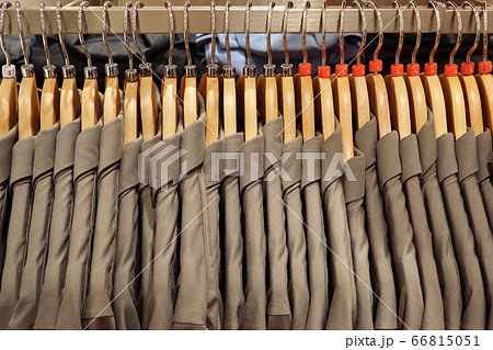 Close up of plain men's polo shirts Close up of plain men's polo shirts 66815051