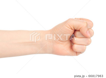 Woman fist on white background 66817963