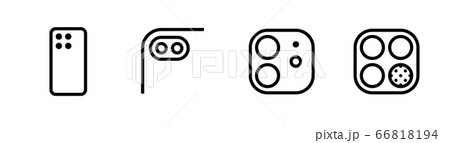 Set of Four, Dual, Two, Three Cameras and Scanner Phone Multi-Cameras icons. Editable line vector. Set of Four, Dual, Two, Three Cameras and Scanner Phone Multi-Cameras icons. Editable line vector. 66818194