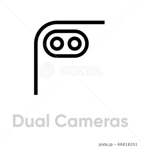 Dual Cameras Phone Multi-Cameras icon. Editable line vector. 66818201