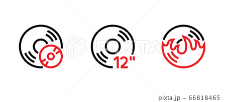 Set of Hot Vinyl and CD desk icon.. Editable Line Vector. Set of Hot Vinyl and CD desk icon.. Editable Line Vector. 66818465