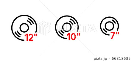 Set flat vinyl disc icon. Editable Line Vector. Set flat vinyl disc icon. Editable Line Vector. 66818685