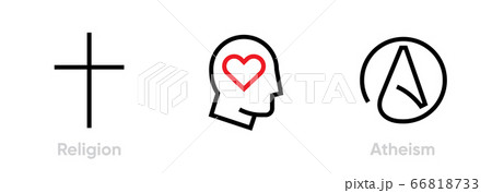 Set of Christianity, Human love and Atheism icons. Editable line vector. Set of Christianity, Human love and Atheism icons. Editable line vector. 66818733