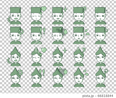 Green person illustration 12 facial expression variations Green person illustration 12 facial expression variations 66818844