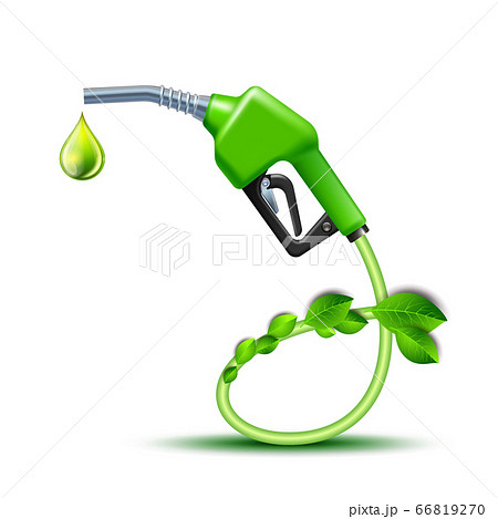 Green Fuel handle pump nozzle and hose with green leaves. Green Fuel handle pump nozzle and hose with green leaves. 66819270