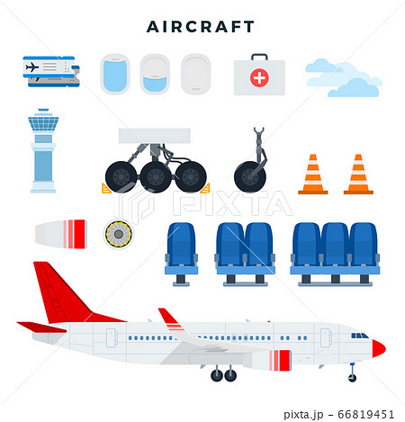 Aircraft And Its Components Set Of Aircraft のイラスト素材