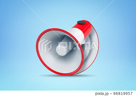 3d rendering of a red and white megaphone on blue background 3d rendering of a red and white megaphone on blue background 66819957