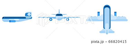 flat blue passenger plane. different angles. flat 66820415