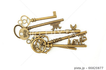 Vintage Keys Collection Isolated On White Vintage Keys Collection Isolated On White 66820877